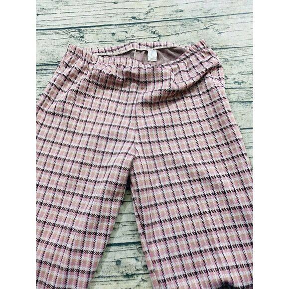 Sears 70s Vtg Wide Leg Flare Relaxed Plaid Tartan‎ Pants Sz 20 (32x31 msrd) Pink - Picture 4 of 9